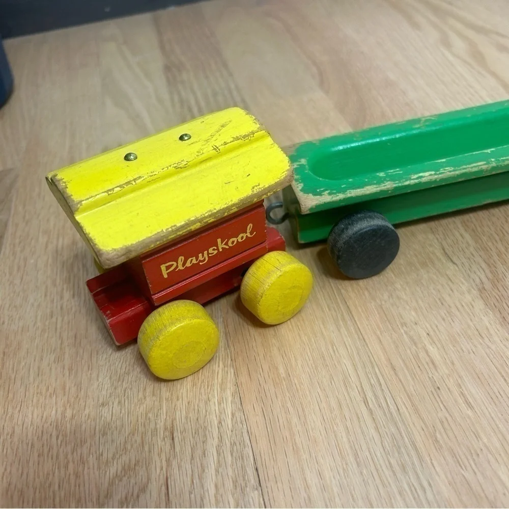 Vintage Playskool Wood Pull Train Caboose Engine 50s 60s Children Kids Toy